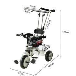 Homcom - Triciclo Para Niños Con Capota Blanco HomCom 14 Homcom - Triciclo Para Niños Con Capota Blanco HomCom -Juguete Descuento Tienda medias 1135