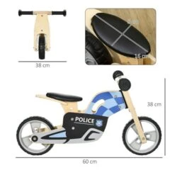 HOMCOM Aiyaplay - Moto Policía De Madera Sin Pedales -Juguete Descuento Tienda medias 1298