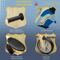 HOMCOM Aiyaplay - Moto Policía De Madera Sin Pedales -Juguete Descuento Tienda medias 1302