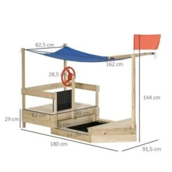 Arenero Infantil Con Forma De Barco  Outsunny -Juguete Descuento Tienda medias 1352
