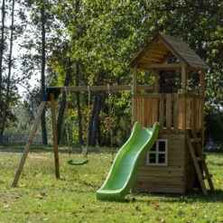 Parque Juegos Infantil De Madera Tibidabo Con Caseta Y Columpio Doble -Juguete Descuento Tienda medias 1420