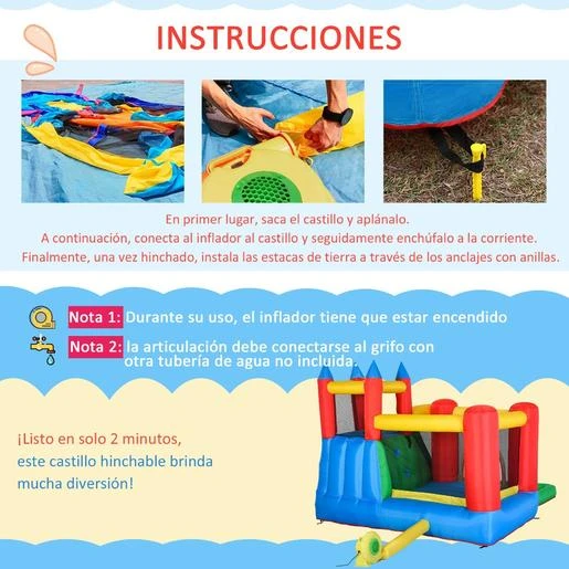 Castillo Hinchable Con Piscina, Tobogán, Muro De Escalada Y Cama De Salto 330 Cm Outsunny 8 Castillo Hinchable Con Piscina, Tobogán, Muro De Escalada Y Cama De Salto 330 Cm Outsunny - Imagen 6