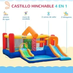 Castillo Hinchable Con 2 Toboganes Y 2 Camas De Salto 380 Cm Outsunny -Juguete Descuento Tienda medias 1754