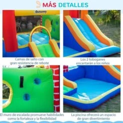 Castillo Hinchable Con 2 Toboganes Y 2 Camas De Salto 380 Cm Outsunny -Juguete Descuento Tienda medias 1757