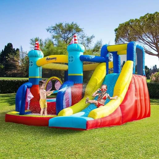 Castillo Hinchable Con Tobogán 265 Cm Outsunny 3 Castillo Hinchable Con Tobogán 265 Cm Outsunny