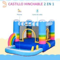 Castillo Hinchable Arcoíris Con Piscina Y Cama De Salto 280 Cm Outsunny -Juguete Descuento Tienda medias 1785