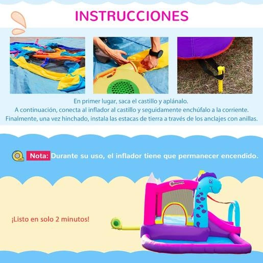 Castillo Hinchable Con Tobogán 300 Cm Outsunny 7 Castillo Hinchable Con Tobogán 300 Cm Outsunny - Imagen 5