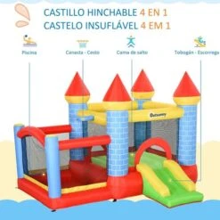 Outsunny - Castillo Inflable Infantil 4 En 1 -Juguete Descuento Tienda medias 1820