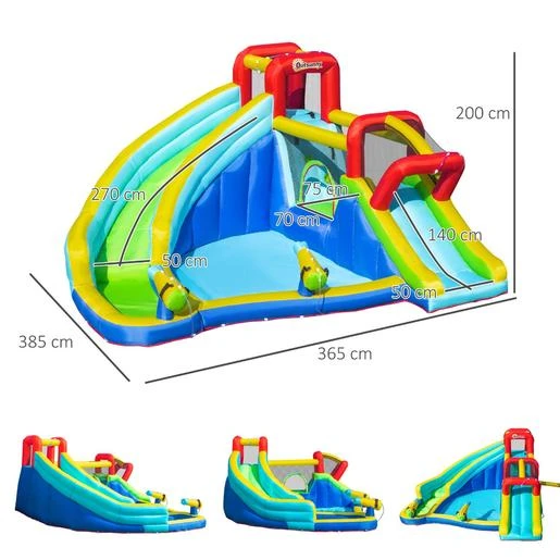 Castillo Hinchable Con 2 Toboganes 385 Cm Outsunny 5 Castillo Hinchable Con 2 Toboganes 385 Cm Outsunny - Imagen 3