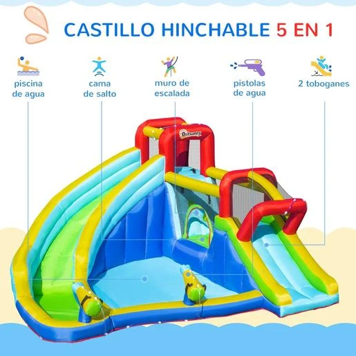Castillo Hinchable Con 2 Toboganes 385 Cm Outsunny 6 Castillo Hinchable Con 2 Toboganes 385 Cm Outsunny - Imagen 4