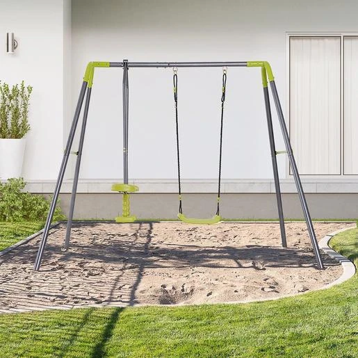 Homcom - Columpio Doble Con Asiento Y Balancín 4 Homcom - Columpio Doble Con Asiento Y Balancín - Imagen 2