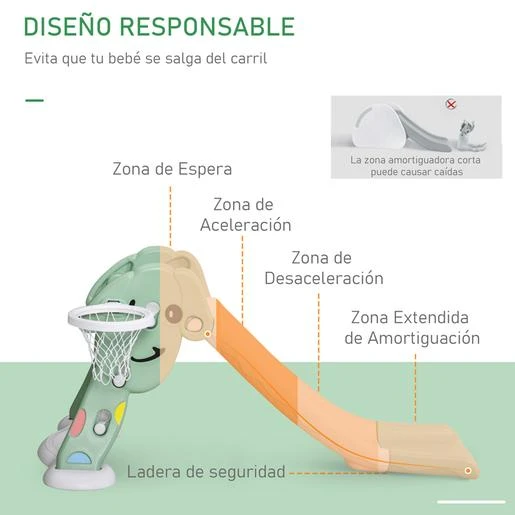 Homcom - Tobogán Infantil Con Canasta De Baloncesto 7 Homcom - Tobogán Infantil Con Canasta De Baloncesto - Imagen 5