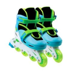 Patines En Línea Ajustables Azul Y Verde - Talla 30/33