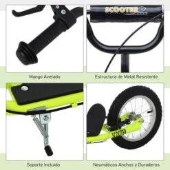 Homcom - Patinete Scooter Ajustable Neon -Juguete Descuento Tienda medias 3176