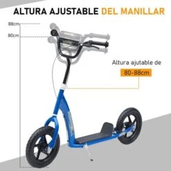 Homcom - Patinete Scooter Ajustable 2 Ruedas Azul -Juguete Descuento Tienda medias 3189