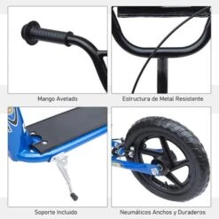 Homcom - Patinete Scooter Ajustable 2 Ruedas Azul -Juguete Descuento Tienda medias 3191
