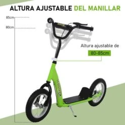 Homcom - Patinete Scooter Ajustable 2 Ruedas Verde -Juguete Descuento Tienda medias 3210