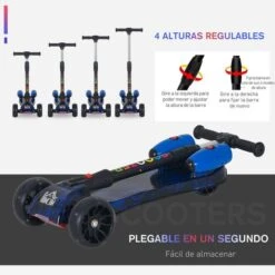 Homcom - Patinete Scooter Azul Con Efectos De Luz Y Sonido -Juguete Descuento Tienda medias 3230