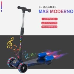 Homcom - Patinete Scooter Azul Con Efectos De Luz Y Sonido -Juguete Descuento Tienda medias 3231