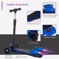Homcom - Patinete Scooter Azul Con Efectos De Luz Y Sonido -Juguete Descuento Tienda medias 3233