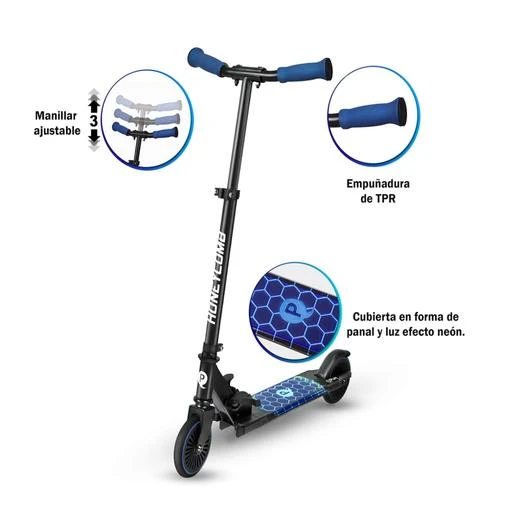 Patinete Honey Comb Scooter Con Luces Led Azul 5 Patinete Honey Comb Scooter Con Luces Led Azul - Imagen 3
