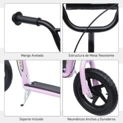 Homcom - Patinete Scooter Ajustable 2 Ruedas Rosa -Juguete Descuento Tienda medias 3284
