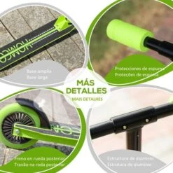 Homcom - Patinete Plegable Verde-negro -Juguete Descuento Tienda medias 3356