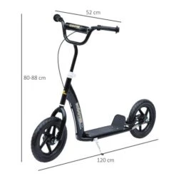 Homcom - Patinete Scooter Ajustable 2 Ruedas Negro -Juguete Descuento Tienda medias 3366