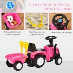 Homcom - Correpasillos Tractor Con Remolque Y Herramientas Rosa 14 Homcom - Correpasillos Tractor Con Remolque Y Herramientas Rosa -Juguete Descuento Tienda medias 3548