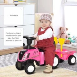 Homcom - Correpasillos Tractor Con Remolque Y Herramientas Rosa 16 Homcom - Correpasillos Tractor Con Remolque Y Herramientas Rosa -Juguete Descuento Tienda medias 3550