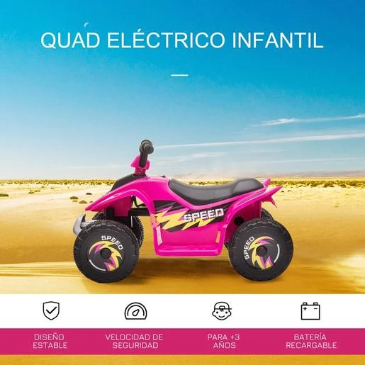 Homcom - Quad Eléctrico Batería 6V Rosa 6 Homcom - Quad Eléctrico Batería 6V Rosa - Imagen 4