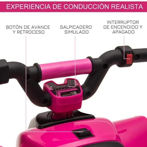 Homcom - Quad Eléctrico Batería 6V Rosa 7 Homcom - Quad Eléctrico Batería 6V Rosa - Imagen 5