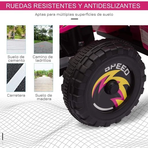 Homcom - Quad Eléctrico Batería 6V Rosa 9 Homcom - Quad Eléctrico Batería 6V Rosa - Imagen 7