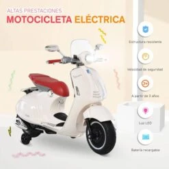 Homcom - Vespa Blanca Vehículo De Batería -Juguete Descuento Tienda medias 3572