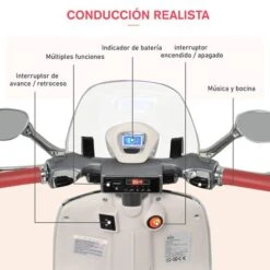 Homcom - Vespa Blanca Vehículo De Batería -Juguete Descuento Tienda medias 3573