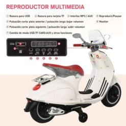 Homcom - Vespa Blanca Vehículo De Batería -Juguete Descuento Tienda medias 3574