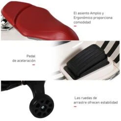 Homcom - Vespa Blanca Vehículo De Batería -Juguete Descuento Tienda medias 3576