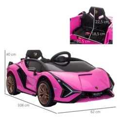 Homcom - Lamborghini SIAN Eléctrico Rosa -Juguete Descuento Tienda medias 3579