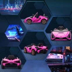 Homcom - Lamborghini SIAN Eléctrico Rosa -Juguete Descuento Tienda medias 3584