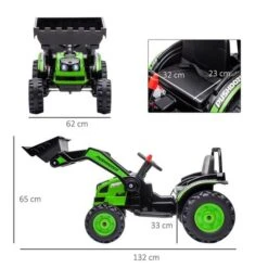 Homcom - Excavadora Tractor Vehículo De Batería Verde -Juguete Descuento Tienda medias 3668