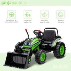 Homcom - Excavadora Tractor Vehículo De Batería Verde -Juguete Descuento Tienda medias 3669