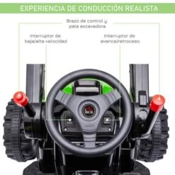 Homcom - Excavadora Tractor Vehículo De Batería Verde -Juguete Descuento Tienda medias 3670