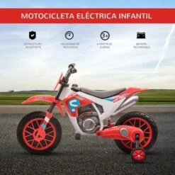 Homcom - Moto Eléctrica Rojo-blanco -Juguete Descuento Tienda medias 3692