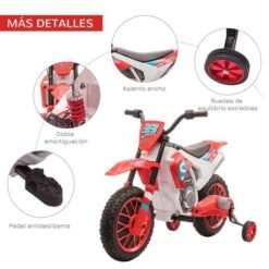 Homcom - Moto Eléctrica Rojo-blanco -Juguete Descuento Tienda medias 3694