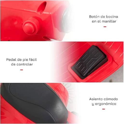 Mini Vespa Roja 6V 8 Mini Vespa Roja 6V - Imagen 6