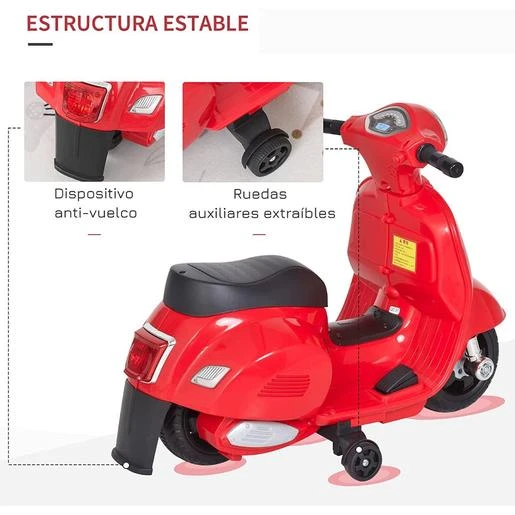 Mini Vespa Roja 6V 10 Mini Vespa Roja 6V - Imagen 8
