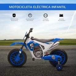 Homcom - Moto Eléctrica Azul-blanco -Juguete Descuento Tienda medias 3757