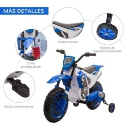 Homcom - Moto Eléctrica Azul-blanco -Juguete Descuento Tienda medias 3759
