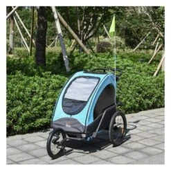 Homcom - Remolque Infantil Para Bicicleta 3 En 1 Azul Y Negro -Juguete Descuento Tienda medias 3870
