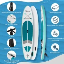 Tabla De Paddle Surf Hinchable Outsunny Blanca -Juguete Descuento Tienda medias 3983